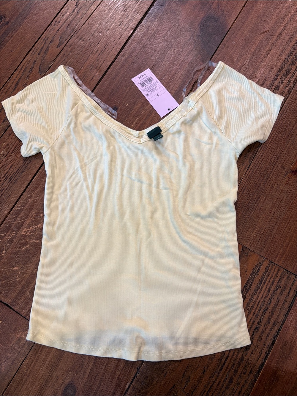 wild fable Pale Yellow Ribbed Scoop Neck Tank